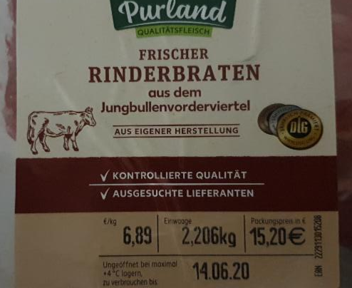 Fotografie - Rinderbraten Jungbullenvorderviertel Purland