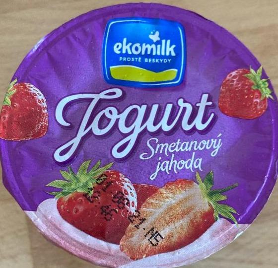 Fotografie - Jogurt smetanový jahoda Ekomilk