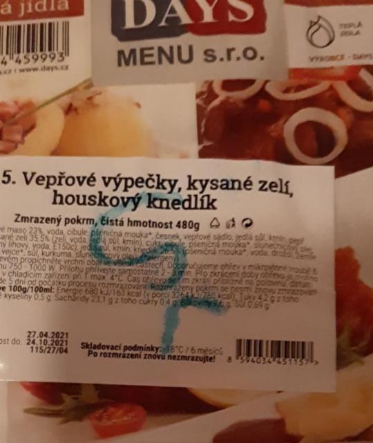 Fotografie - vepřové výpečky kyselé zelí houskovy knedlík