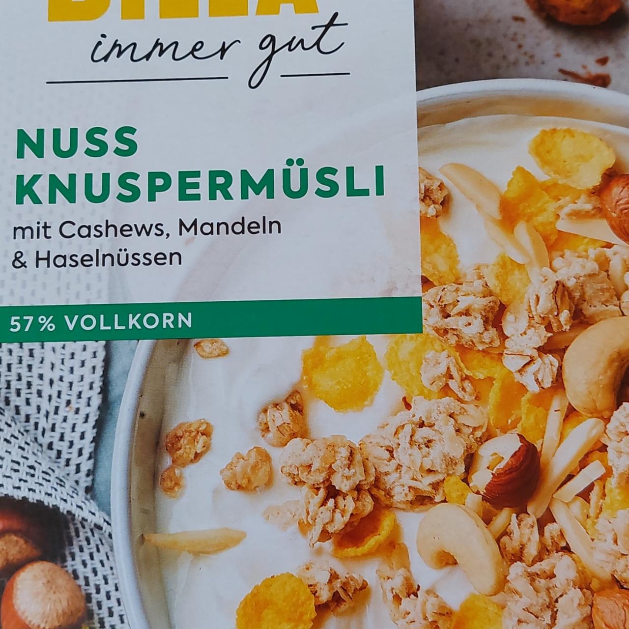 Fotografie - Billa nuss knuspermüsli mit Cashews, Mandeln & Hedelnnüssen