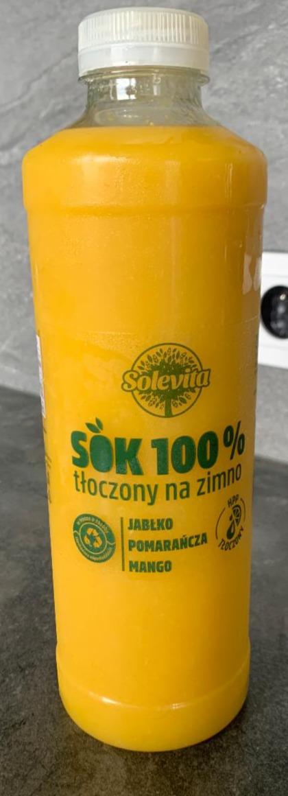 Fotografie - Sok 100% tłoczony na zimno Jabłko Pomarańcza Mango Solevita