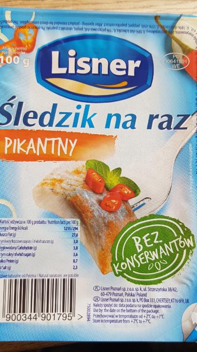 Fotografie - Śledzik na raz pikantny Lisner