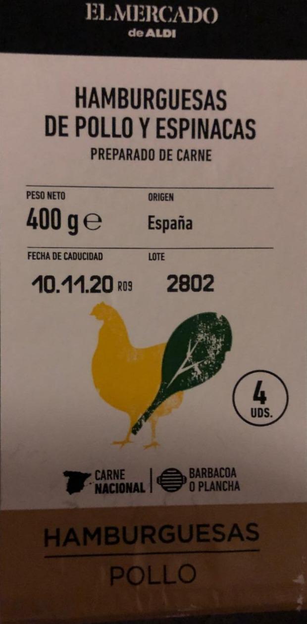 Fotografie - El Mercado de Aldi Hamburguesas de Pollo y Espinacas