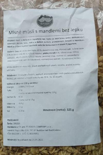 Fotografie - Mlsné müsli s mandlemi bez lepku