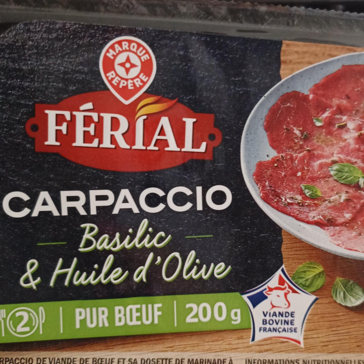 Fotografie - Carpaccio Basilic & Huile d'Olive Pur Bœuf Férial