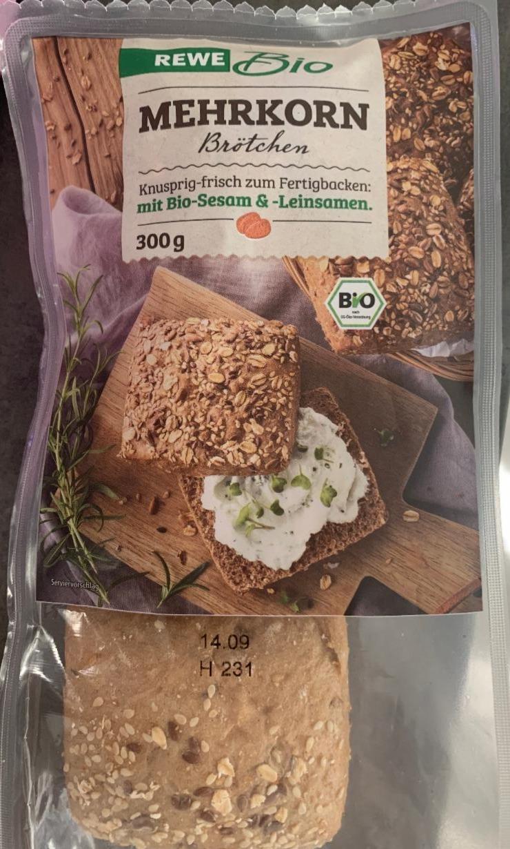 Fotografie - Mehrkorn Brötchen zum Fertigbacken REWE Bio