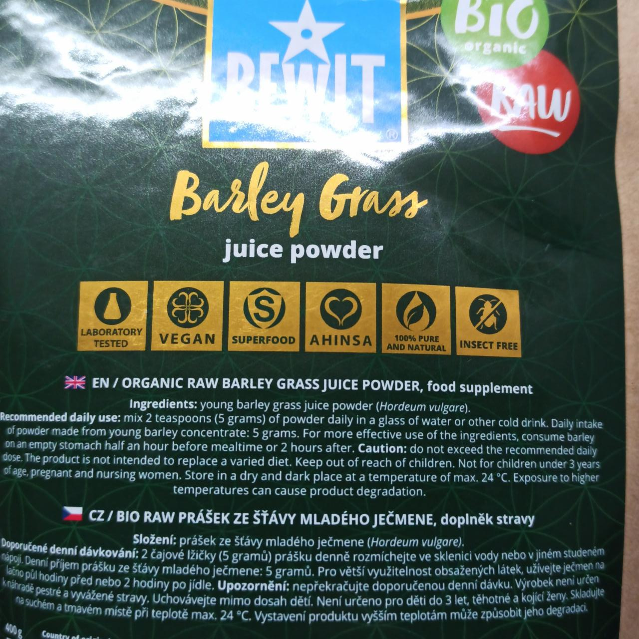 Fotografie - Barley Grass juice powder Bewit