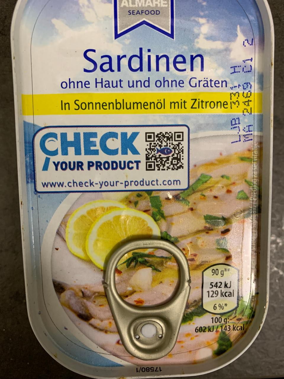 Fotografie - Sardinen in Sonnenblumenöl mit Zitrone Almare Seafood