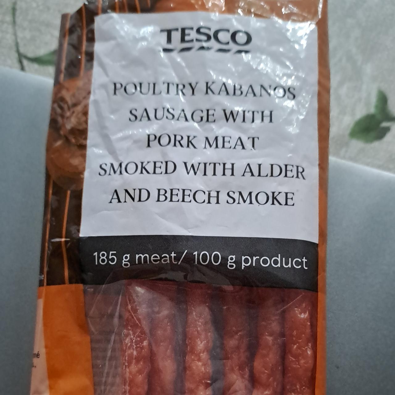 Fotografie - Poultry kabanos sausage with pork meat smoked with alder and beech smoke Tesco