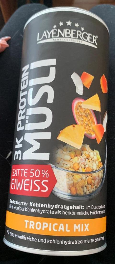 Fotografie - 3K Protein Müsli Tropical Mix satte 50% Eiweiß Layenberger