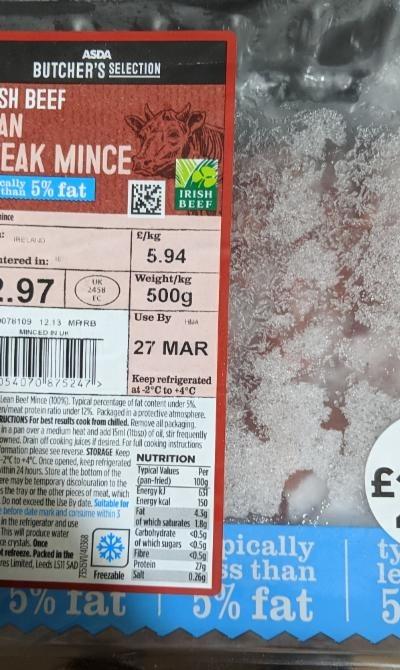 Fotografie - Beef lean steak mince 5% fat Asda