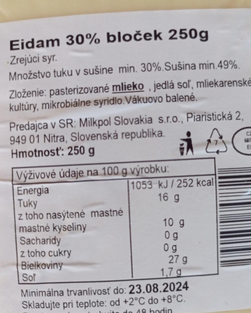 Fotografie - Eidam 30% bloček Milkpol