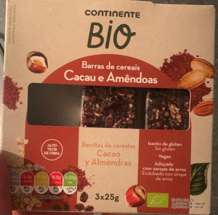 Fotografie - Bio Barras de cereais Cacau e Amêndoas Continente