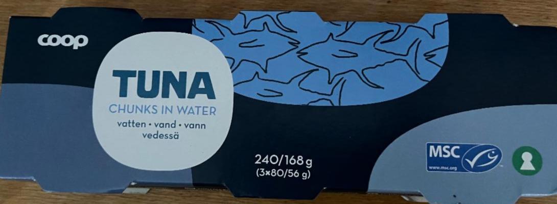 Fotografie - Tuna chunks in water Coop