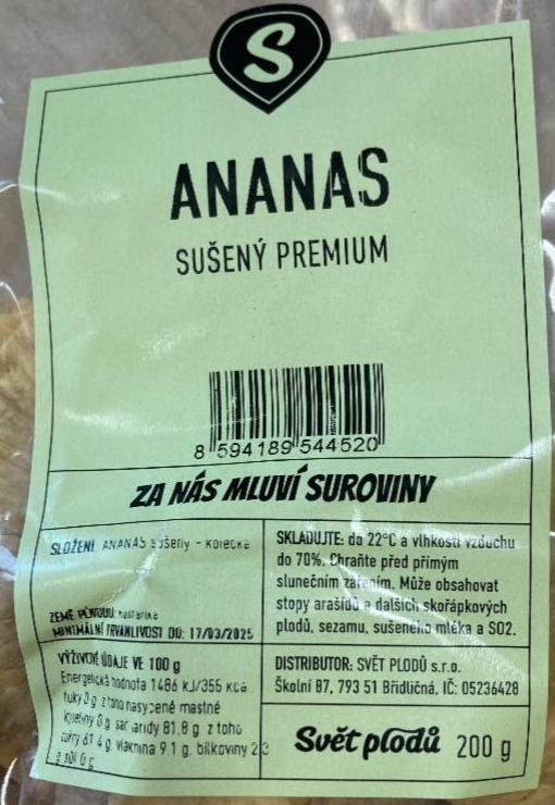 Fotografie - Ananas sušený premium Svět plodů