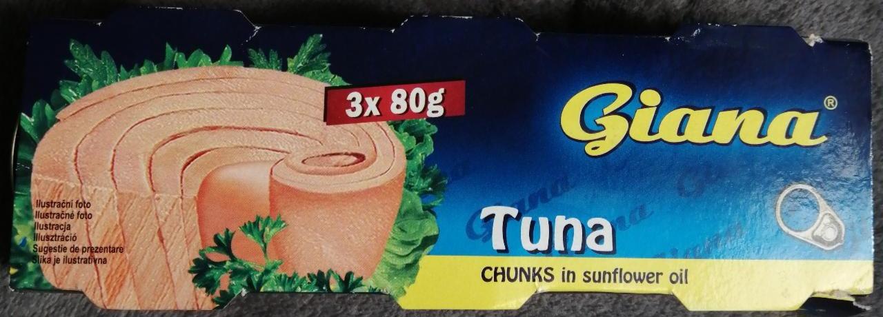 Fotografie - Tuna CHUNKS in sunflower oil Giana