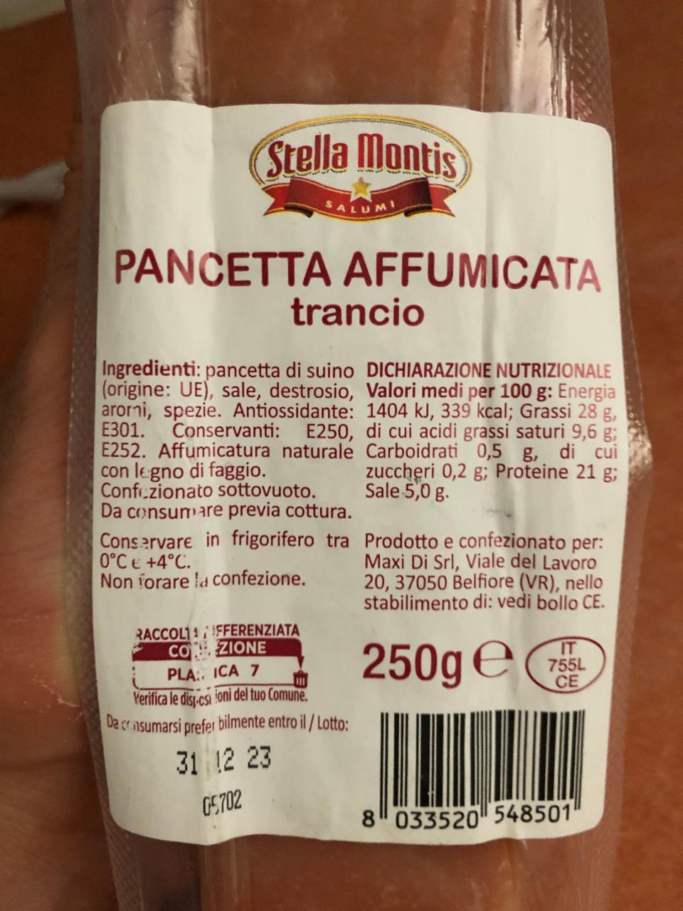 Fotografie - Pancetta affumicata trancio Stella Montis