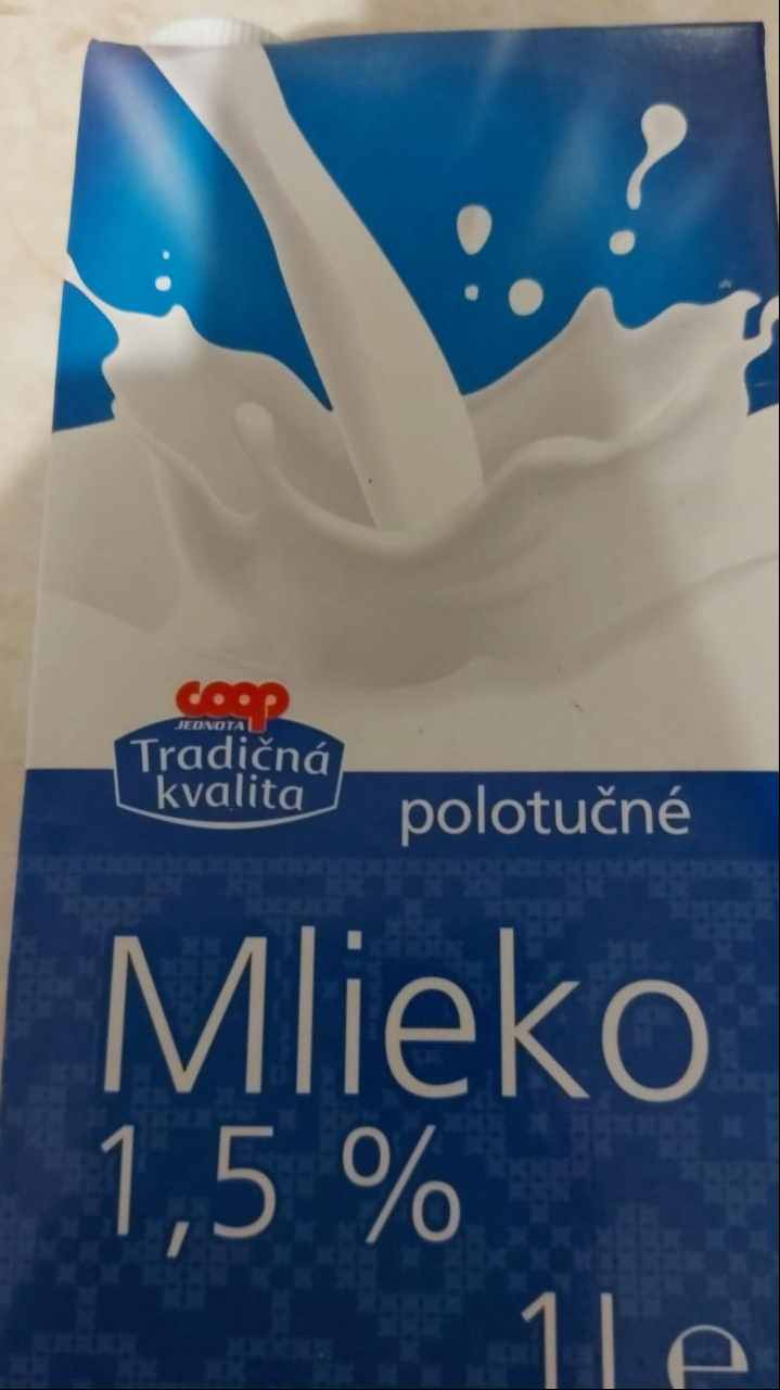 Fotografie - Mlieko polotučné 1,5% Coop