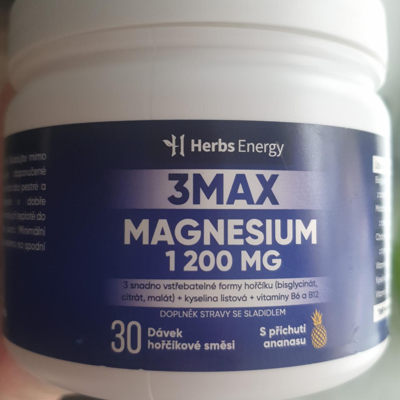 Fotografie - 3Max Magnesium 1200mg Herbs Energy