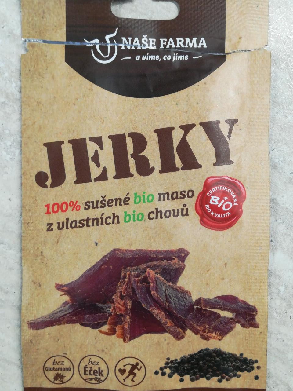 Fotografie - Jerky hovězí s pepřem z jihu Čech Naše Farma