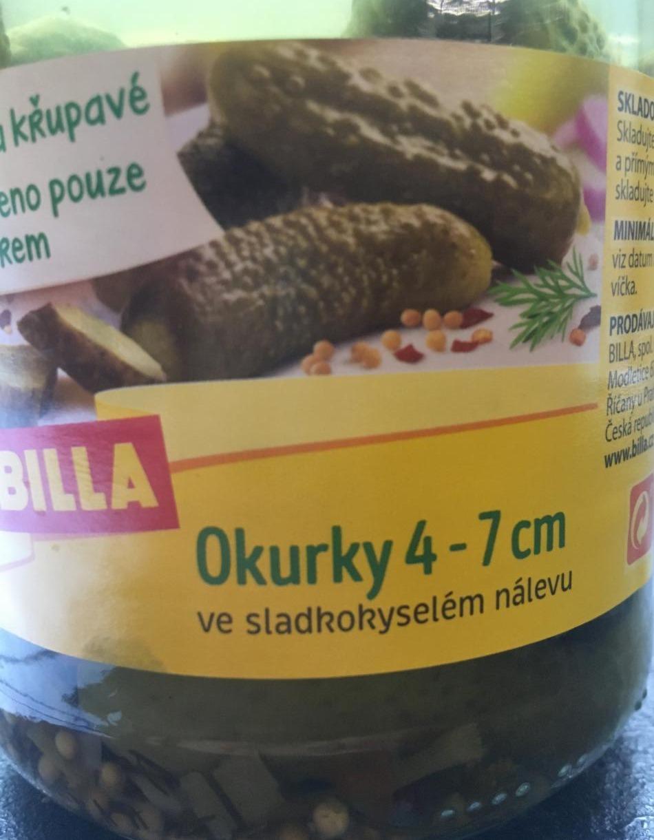 Fotografie - Okurky 4-7cm ve sladkokyselém nálevu Billa