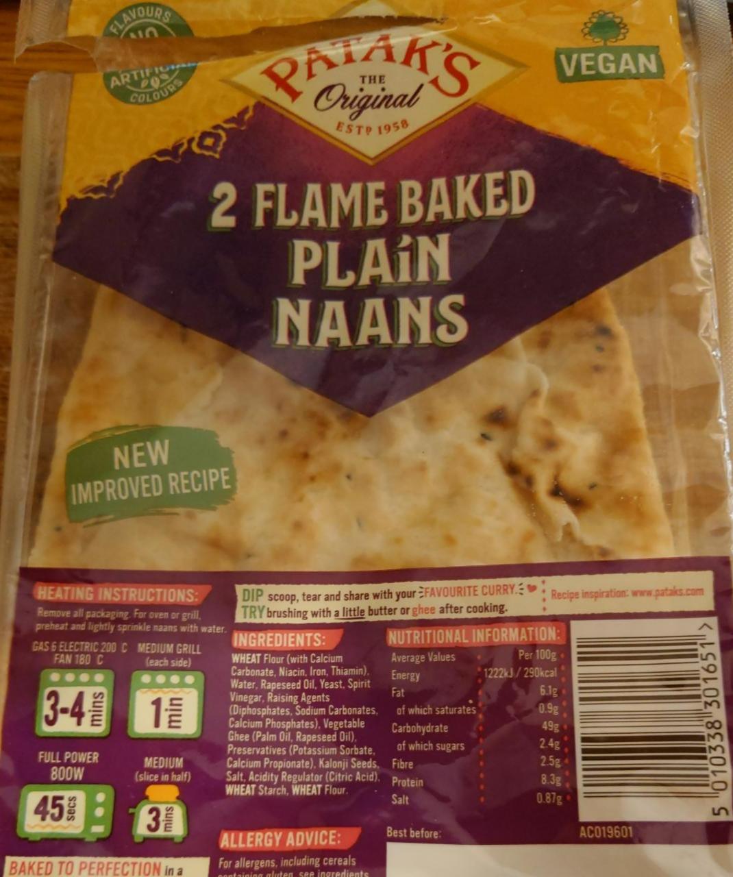 Fotografie - Flame baked plain Naans Patak's