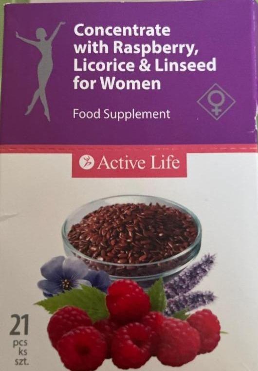 Fotografie - Concentrate with raspberry, licorice and linseed for women Active life