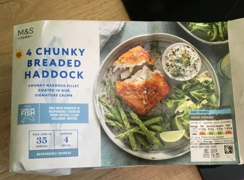 Fotografie - 4 Chunky Breaded Haddock M&S Food