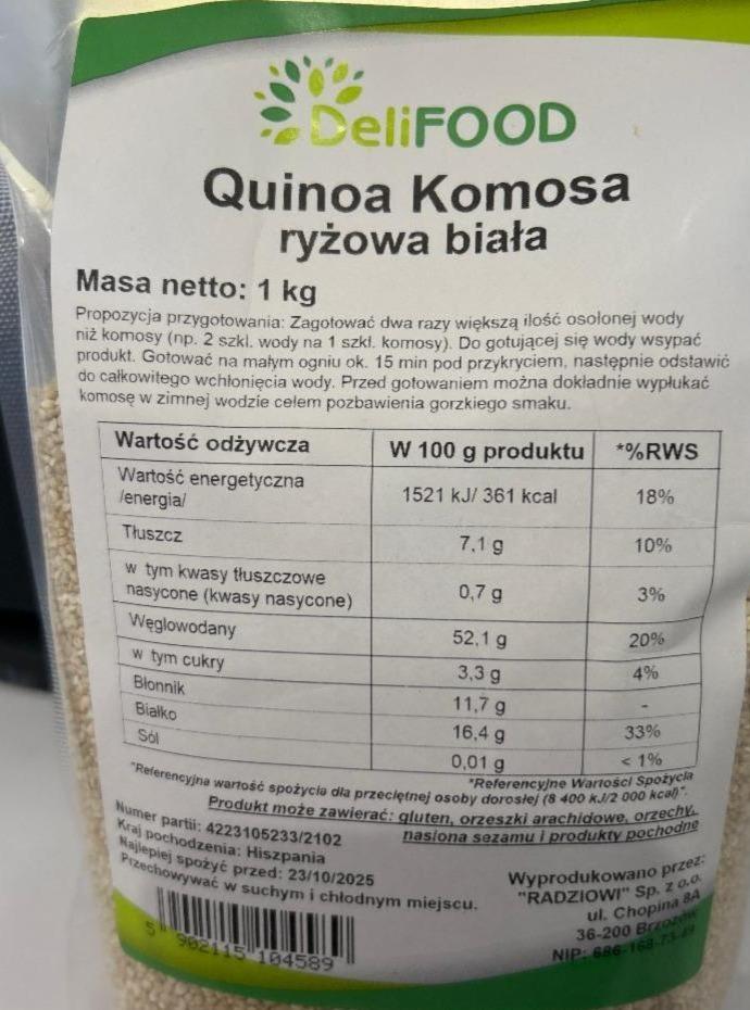 Fotografie - Quinoa Komosa ryzowa biala CeliFood