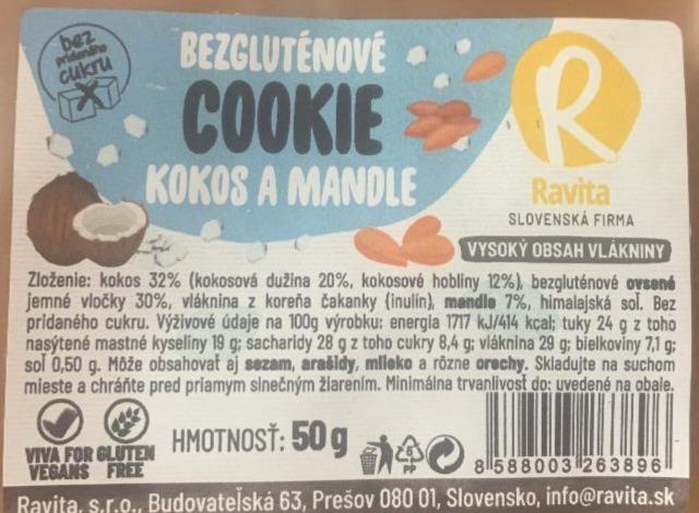 Fotografie - Bezgluténové Cookie Kokos a mandle Ravita