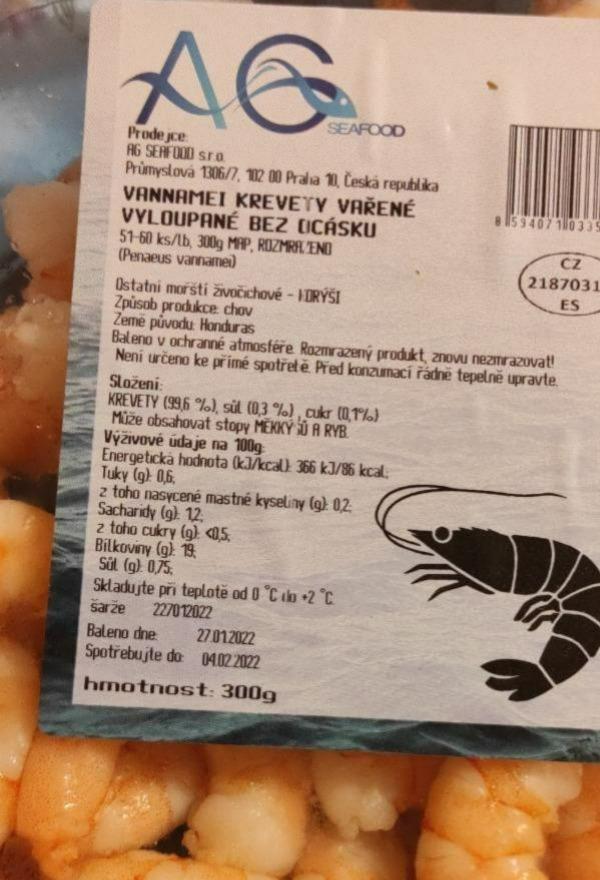 Fotografie - Vannamei krevety vařené vyloupané bez ocásku AG Seafood