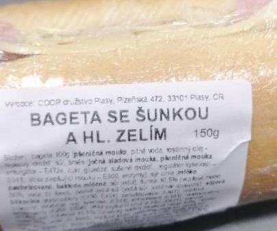 Fotografie - Bageta se šunkou a hl. zelím Coop