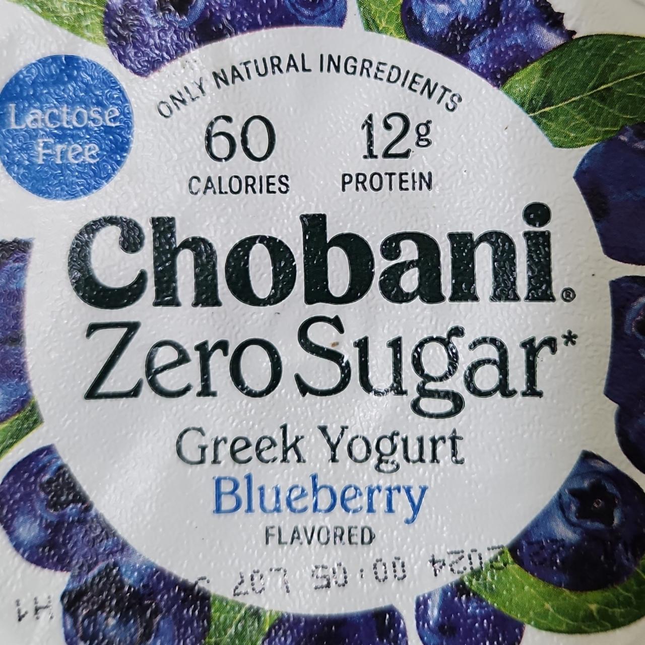 Fotografie - Zero sugar greek yogurt blueberrry flavored Chobani