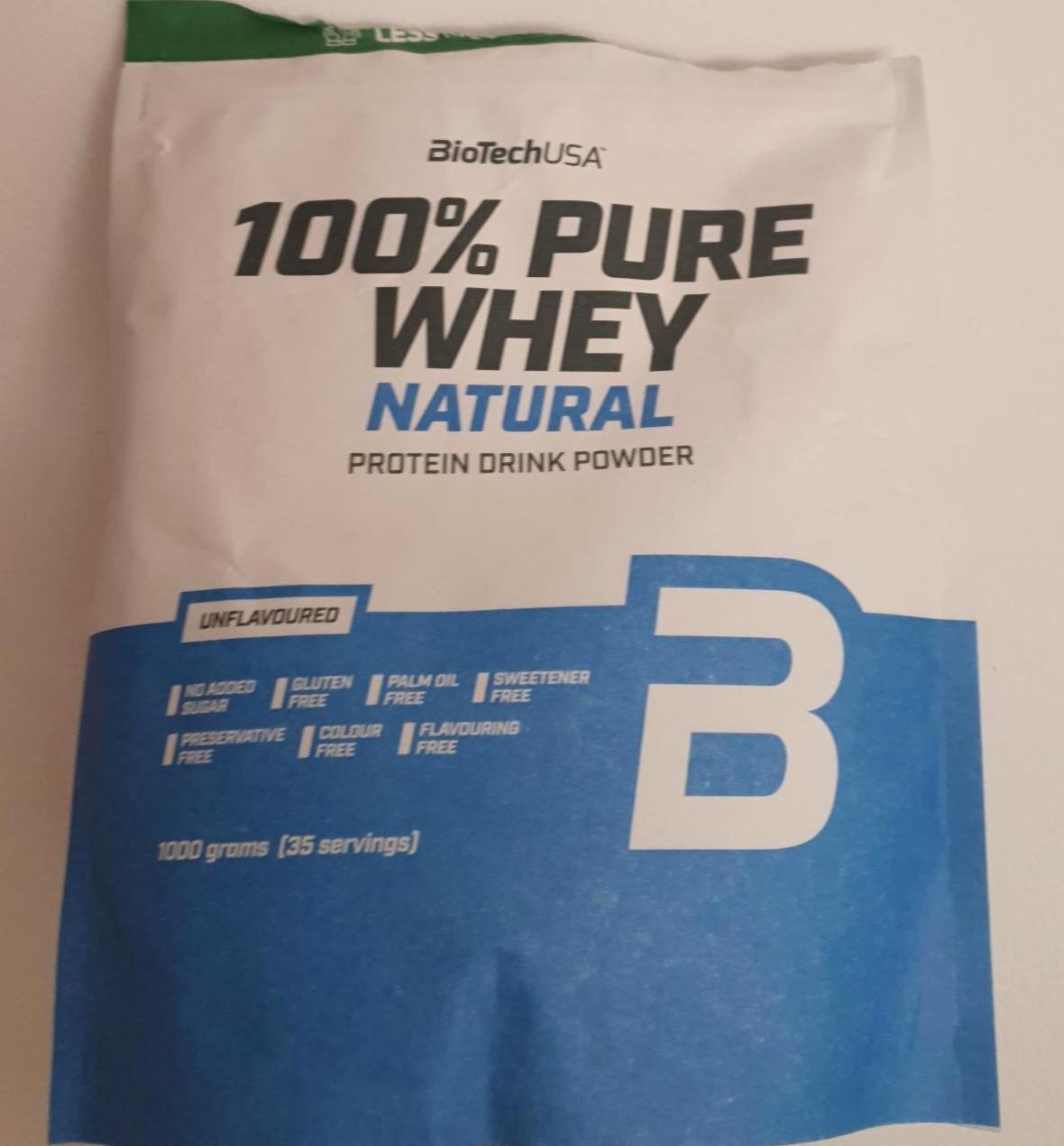 Fotografie - 100% pure whey natural protein drink powder unflavoured BioTechUSA