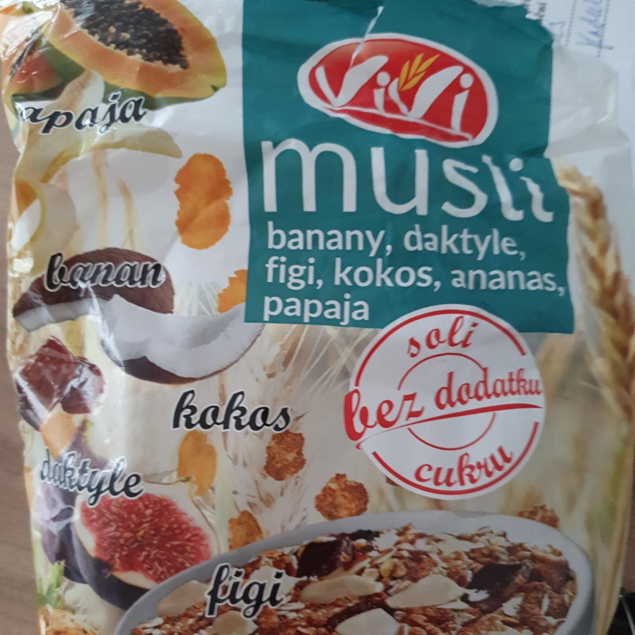 Fotografie - Musli banany, daktyle, kokos, figi, ananas, papaja Vivi