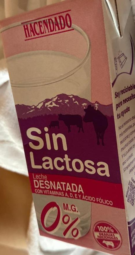 Fotografie - Sin lactosa leche desnatada 0% Hacendado