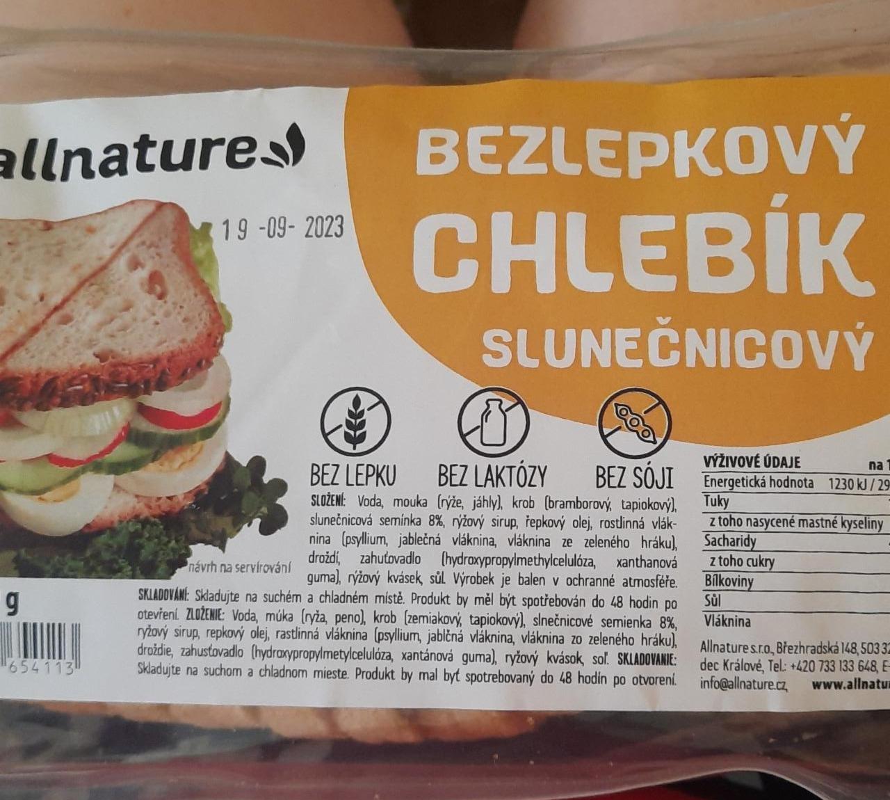 Fotografie - Bezlepkový chlebík slunečnicový Allnature