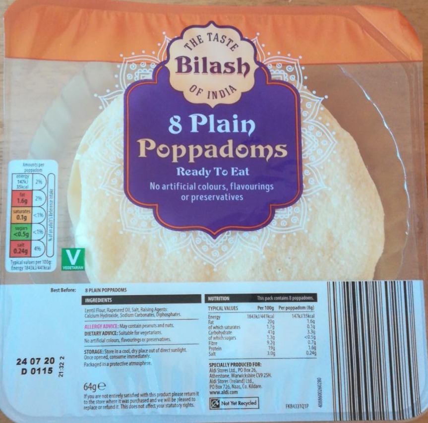 Fotografie - 8 Plain Poppadoms Bilash