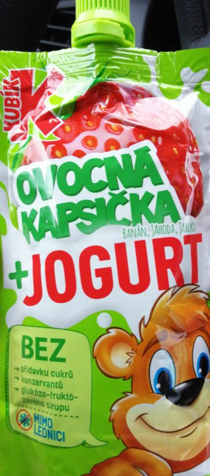 Fotografie - Kubík ovocná kapsička a jogurt (banán, JAHODA, jablko)