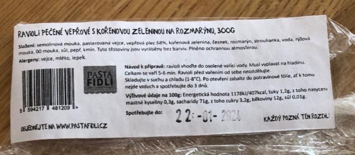 Fotografie - Ravioly pečené vepřové s kořenovou zeleninou na rozmarýnu Pasta Fidli