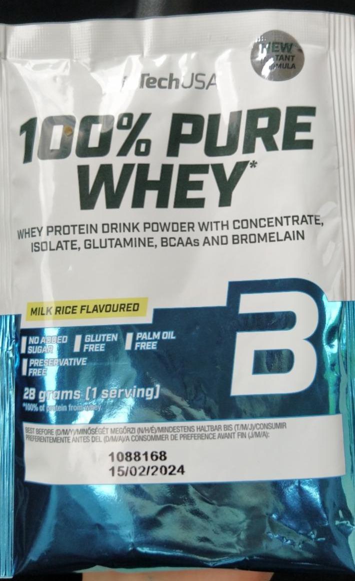 Fotografie - 100% Pure Whey Milk Rice flavoured BiotechUSA