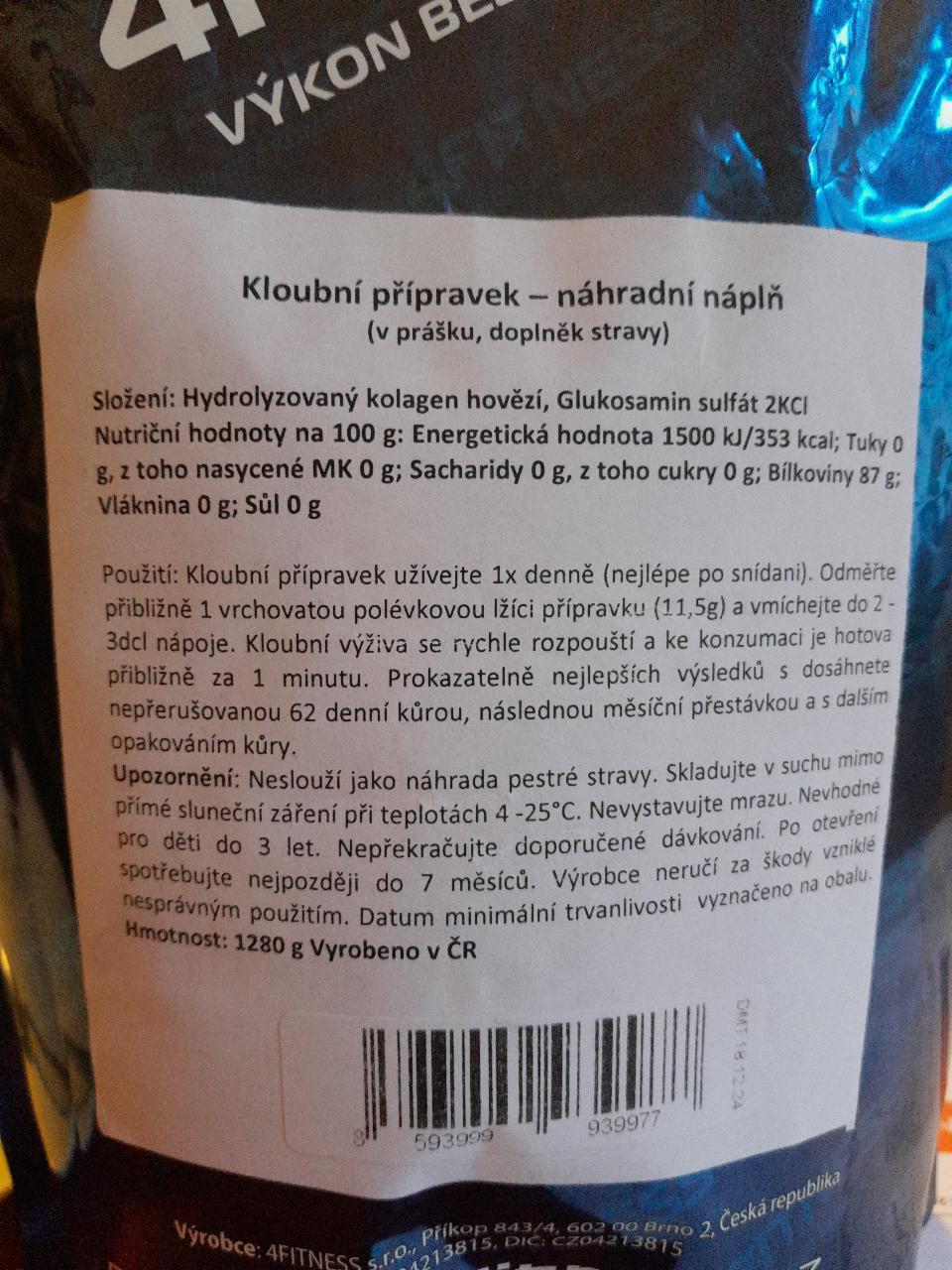 Fotografie - Kloubní výživa 4fitness (Kolagen, MSM, glukosamin, chondroitin)