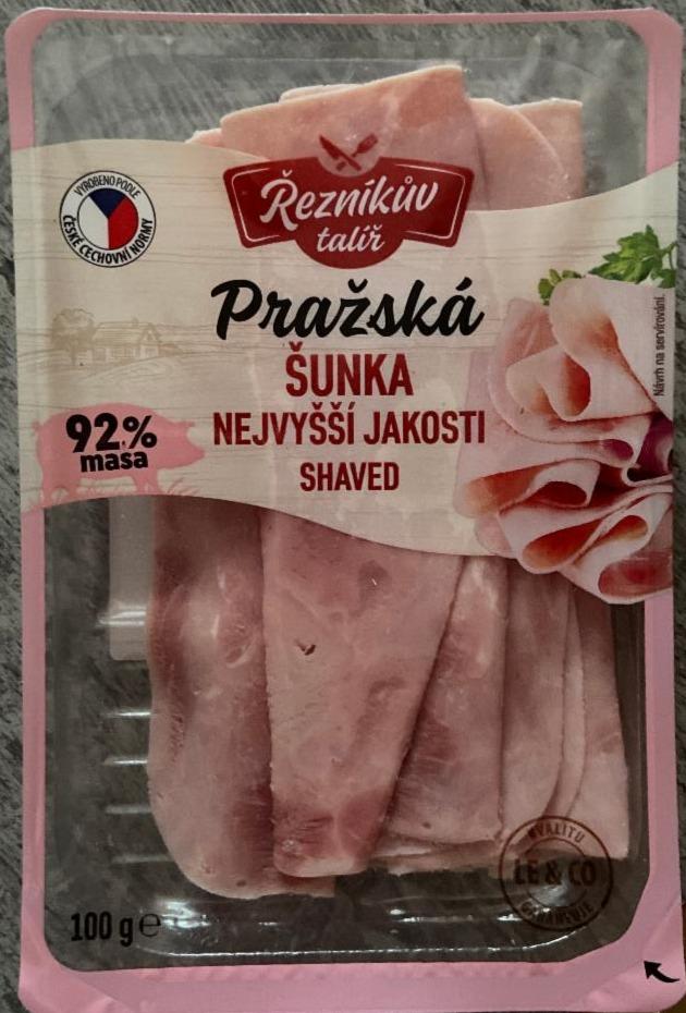 Fotografie - Pražská šunka 92% masa shaved Řezníkův talíř