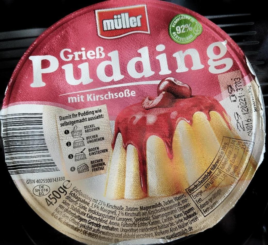 Fotografie - Griess Puding mit Kirchsosse Müller třešňový