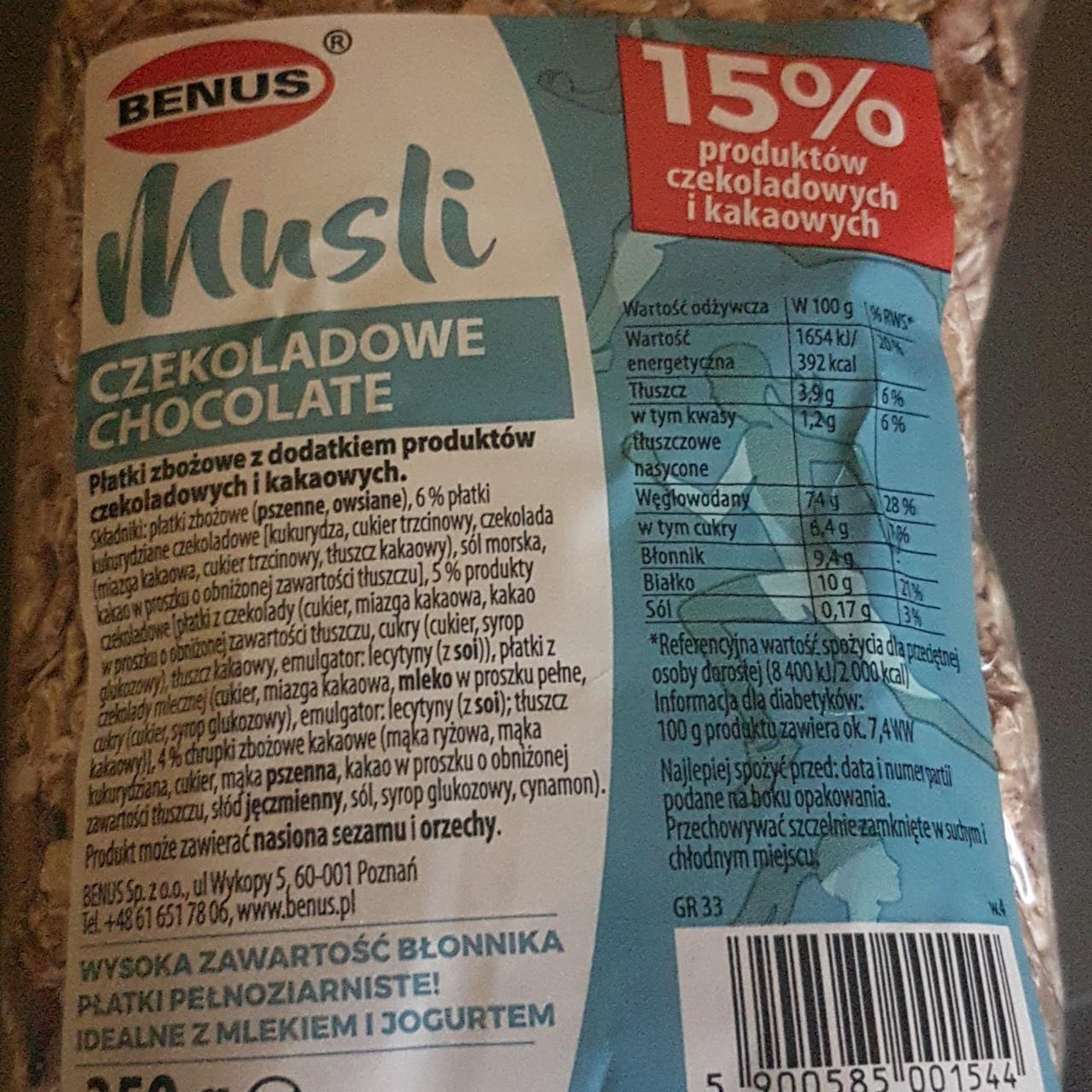 Fotografie - Musli czekoladowe Benus