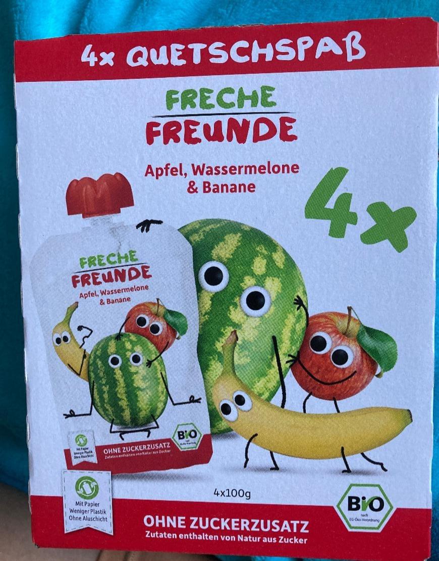 Fotografie - Apfel, Wassermelone & Banane Freche Freunde