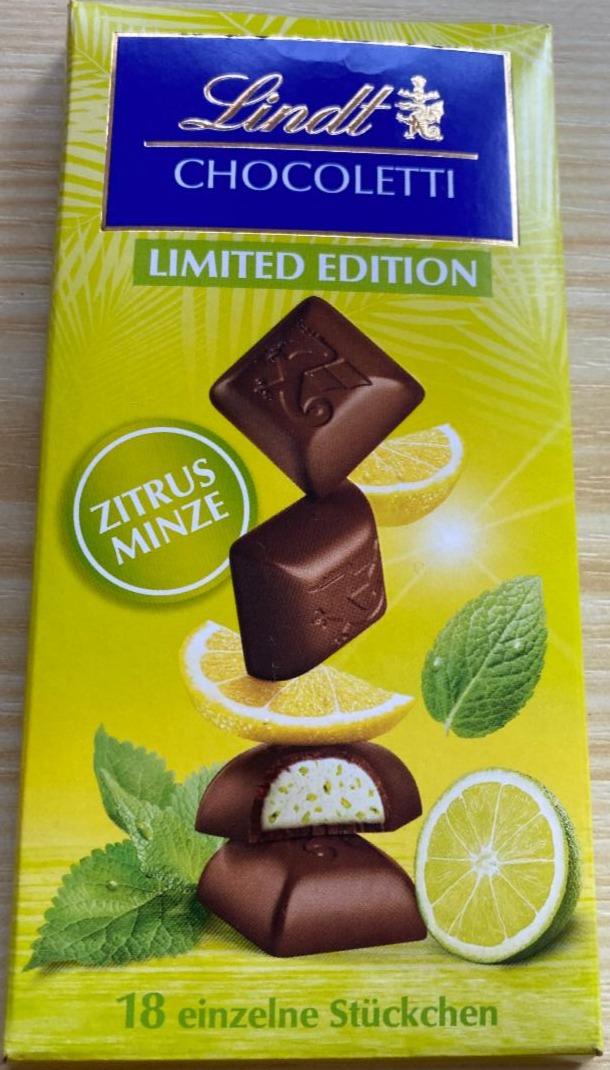 Fotografie - Chocoletti Zitrus Minze Limited Edition (18 einzelne Stückchen) Lindt