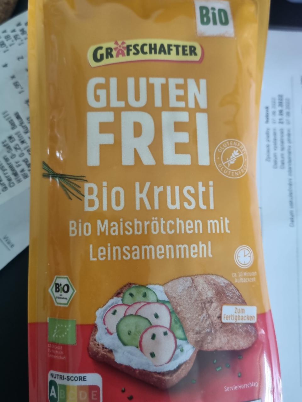 Fotografie - Bio Krusti Maisbrötchen mit Leinsamenmehl Grafschafter