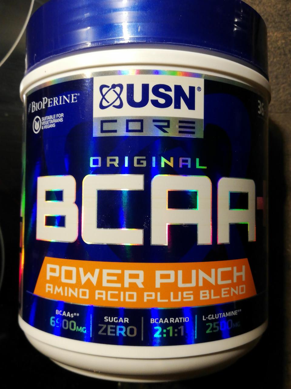 Fotografie - BCAA Power Punch Amino Acid Plus Blend Tangerine USN