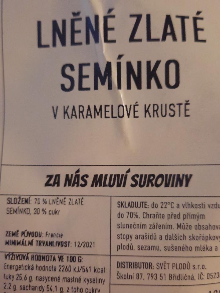 Fotografie - lněné semínko zlaté v karamelové krustě